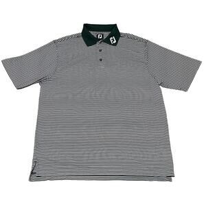 FootJoy ProDry Golf Polo Shirt Mens Large Green White Striped Performance FJ